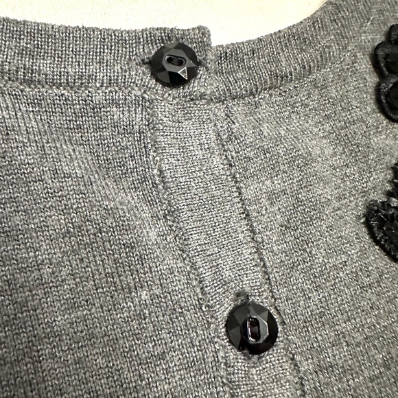 Debbie Morgan Grey Black Embellished Cardigan Long Sleeve Sweater Size Small - Picture 9 of 12